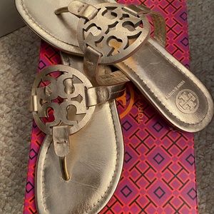 Size 7.5 Rose Gold Tory Burch Miller Sandal